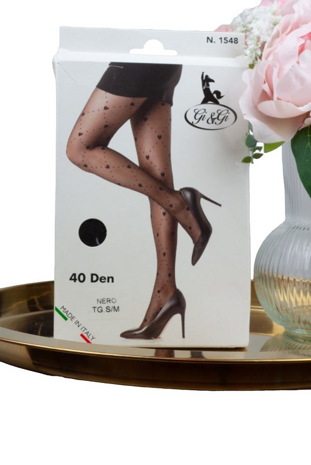 Lelü Fashion Feinstrumpfhose Strumpfhose mit Herzen ab einer Konfektionsgröße von M empfehlen wir Größe L/XL auszuwählen von Lelü Fashion