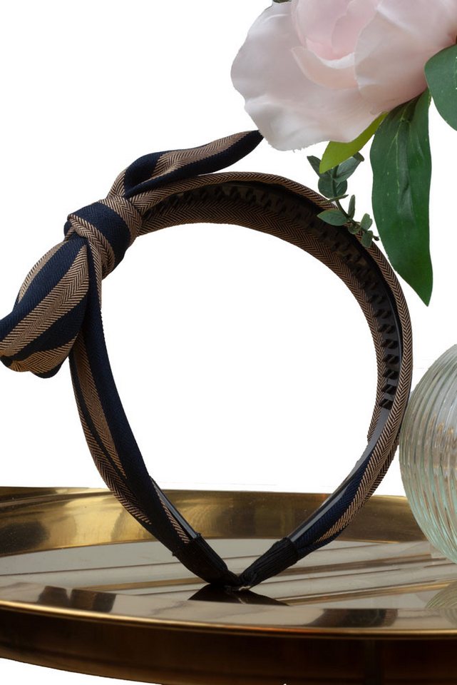 Lelü Fashion Haarreif Haarreif gestreift beige/dunkelblau, als Verzierung eine Schleife an der Seite von Lelü Fashion