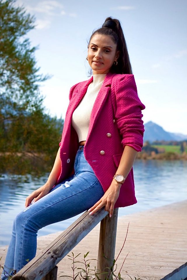 Lelü Fashion Kurzblazer Zweireihiger Boucle´-Blazer aus Bouclé von Lelü Fashion