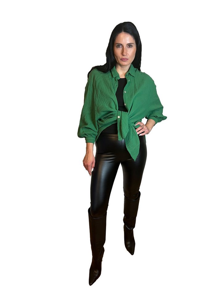 Lelü Fashion Longbluse Musselin Bluse mit V-Ausschnitt von Lelü Fashion