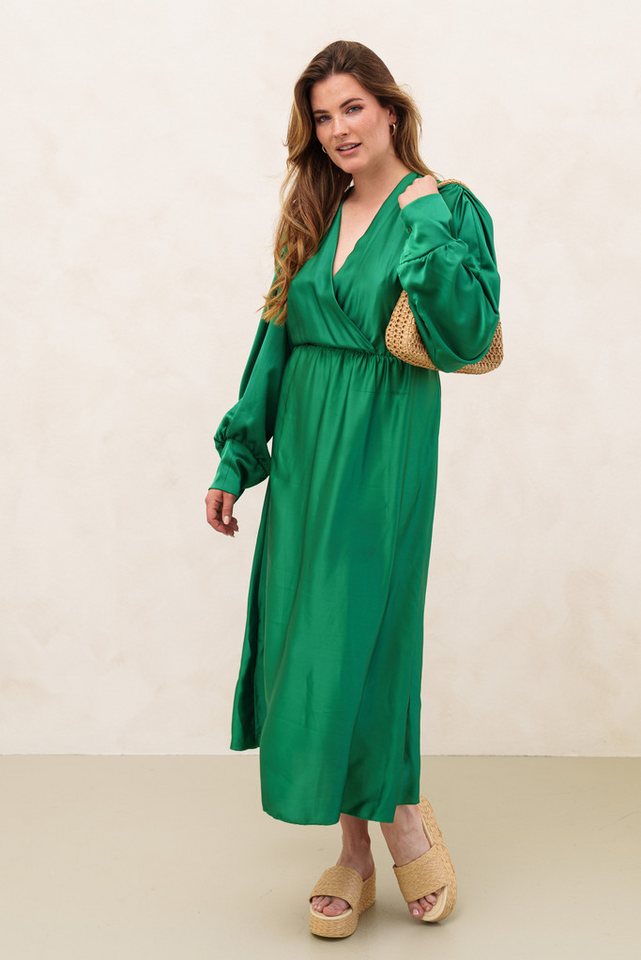 Lelü Fashion Satinkleid Maxikleid Satin grün mit Gummibund unter der Brust von Lelü Fashion