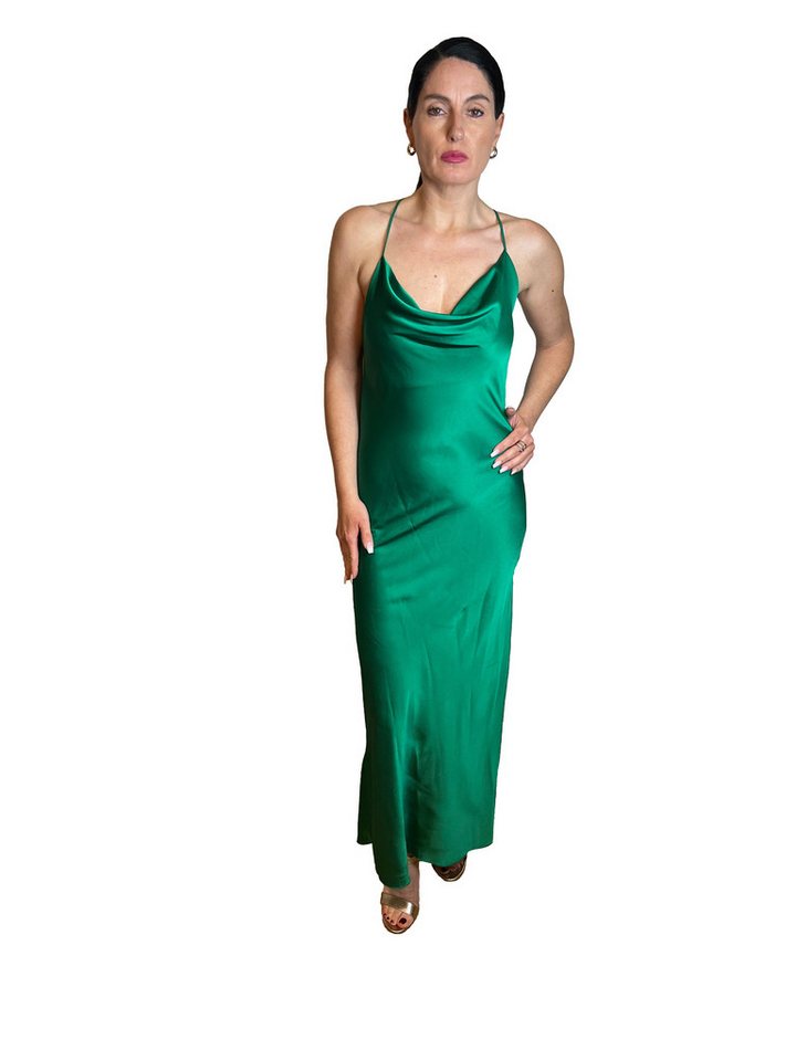 Lelü Fashion Satinkleid Maxikleid Satin mit Wasserfallausschnitt mit Wasserfallausschnitt sowohl vorne als auch hinten von Lelü Fashion