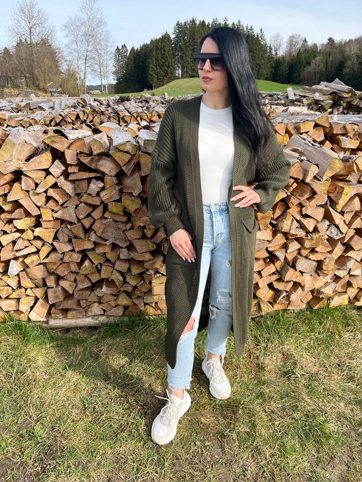 Lelü Fashion Strickjacke Timeless Elegance Longstrickcardigan Ballonärmeln von Lelü Fashion