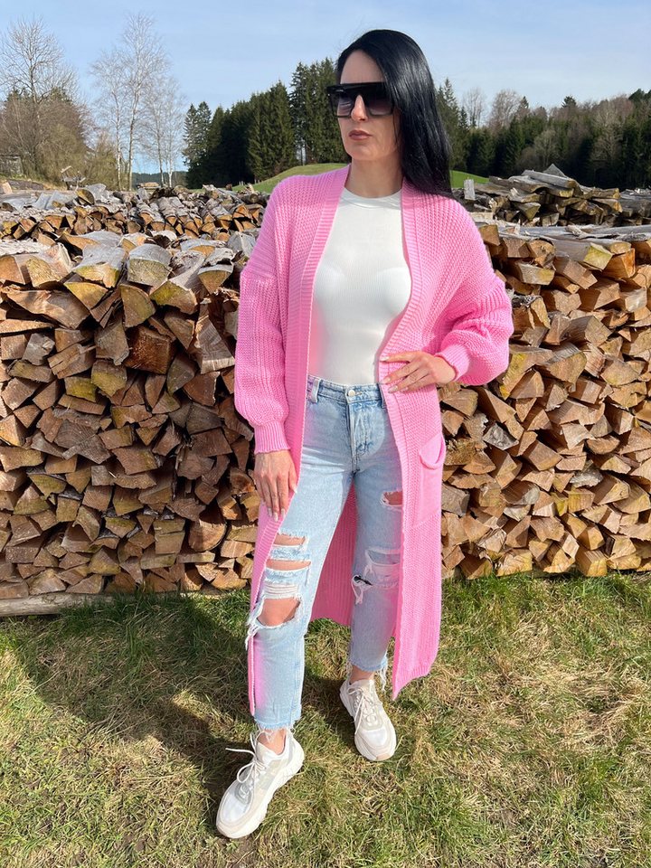 Lelü Fashion Strickjacke Timeless Elegance Longstrickcardigan Ballonärmeln von Lelü Fashion