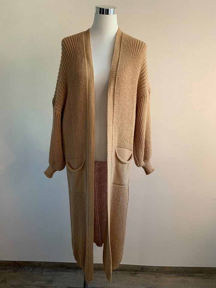 Lelü Fashion Strickjacke Timeless Elegance Longstrickcardigan Ballonärmeln von Lelü Fashion