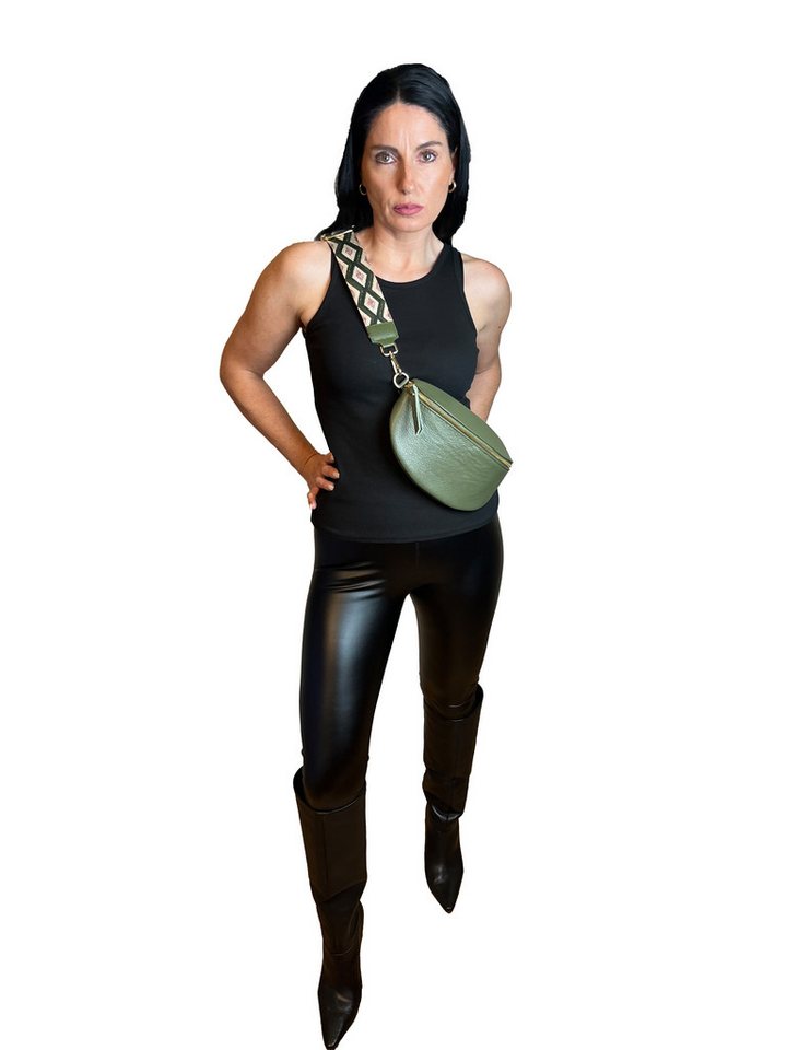 Lelü Fashion Umhängetasche Crossbody Bag 100 % Leder, Größe: M, goldene Hardware von Lelü Fashion