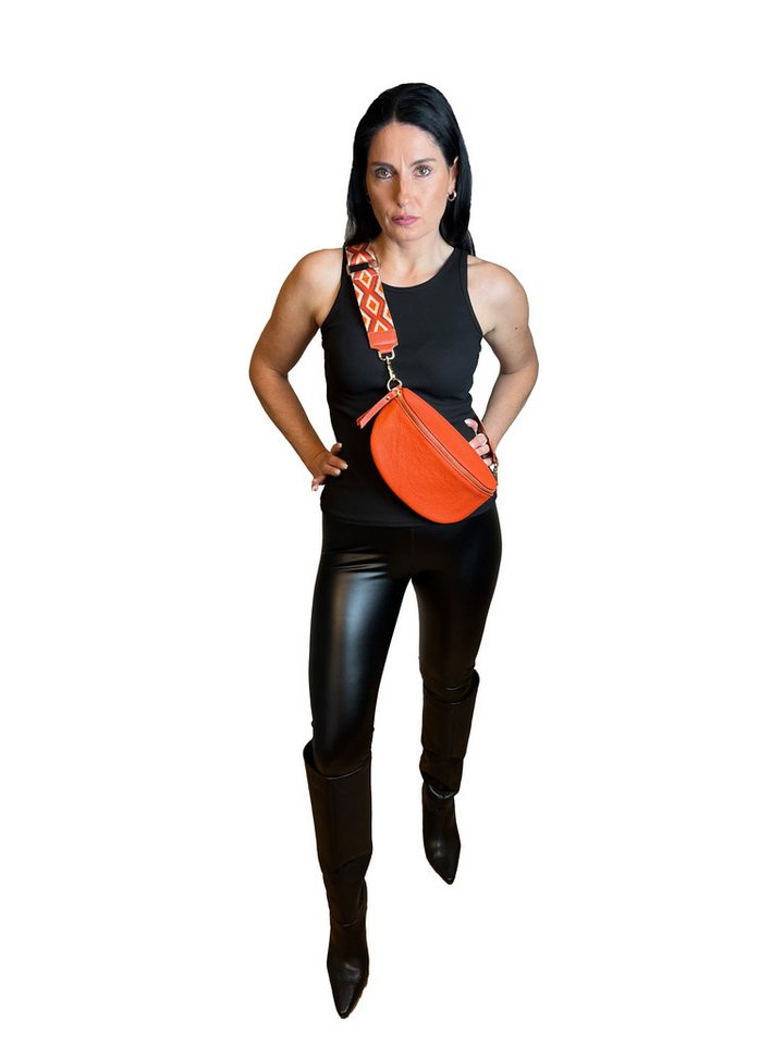 Lelü Fashion Umhängetasche Crossbody Bag 100 % Leder, Größe: M, goldene Hardware von Lelü Fashion