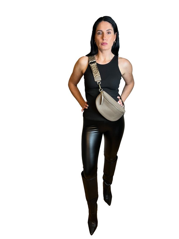 Lelü Fashion Umhängetasche Crossbody Bag 100 % Leder, Größe: M, goldene Hardware von Lelü Fashion