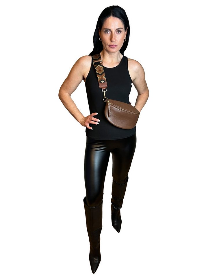 Lelü Fashion Umhängetasche Crossbody Bag 100 % Leder, Größe: M, goldene Hardware von Lelü Fashion