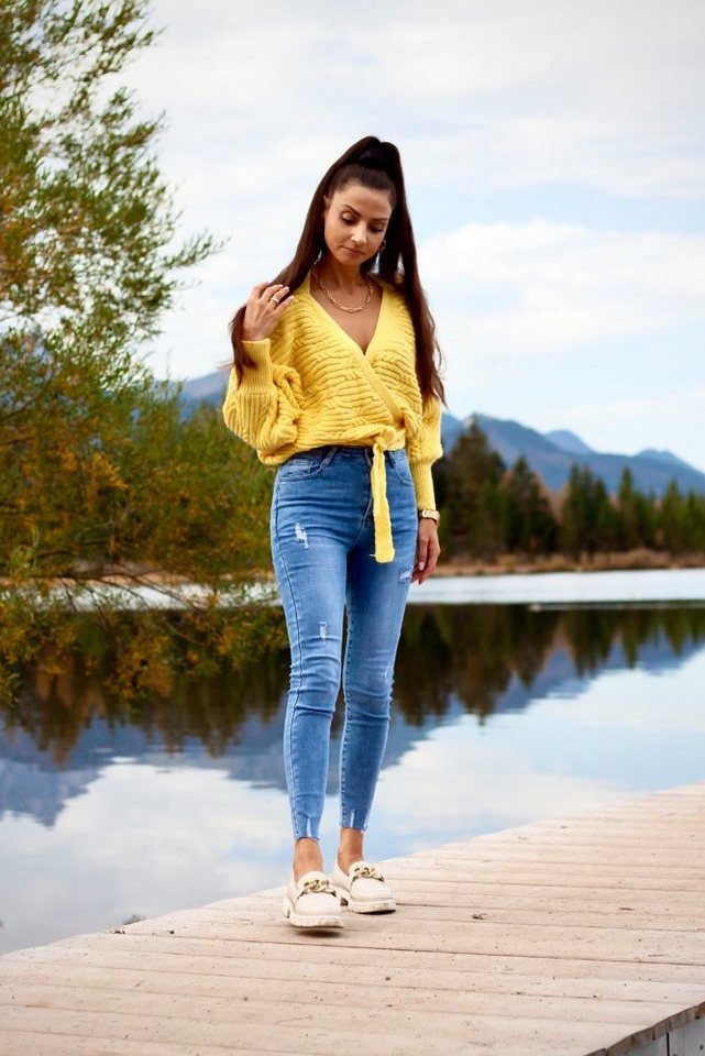 Lelü Fashion Wickelstrickjacke Strickjacke mit Bindeband (1-tlg) von Lelü Fashion