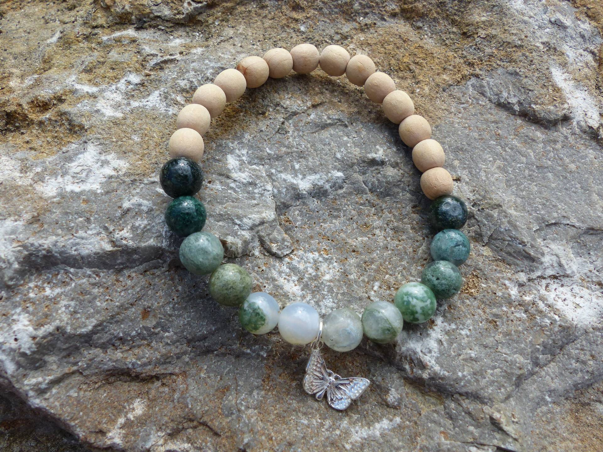 Energiearmband Freiheit Des Herzens - Zirbenholz/Moosachat Energiearmband Freiheit Des Herzens - Zirbenholz/Moosachat von LemanaUnikate