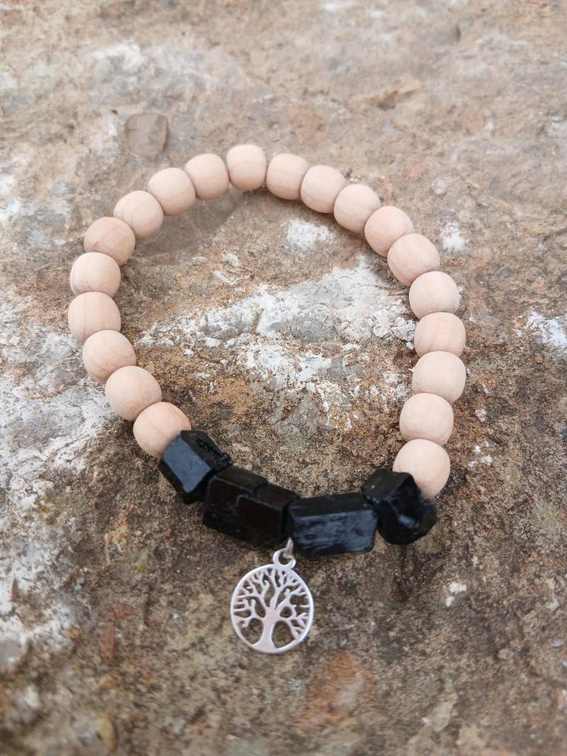 Energiearmband Schutz - Turmalin/Zirbenholz Energiearmband Schutz - Turmalin/Zirbenholz von LemanaUnikate