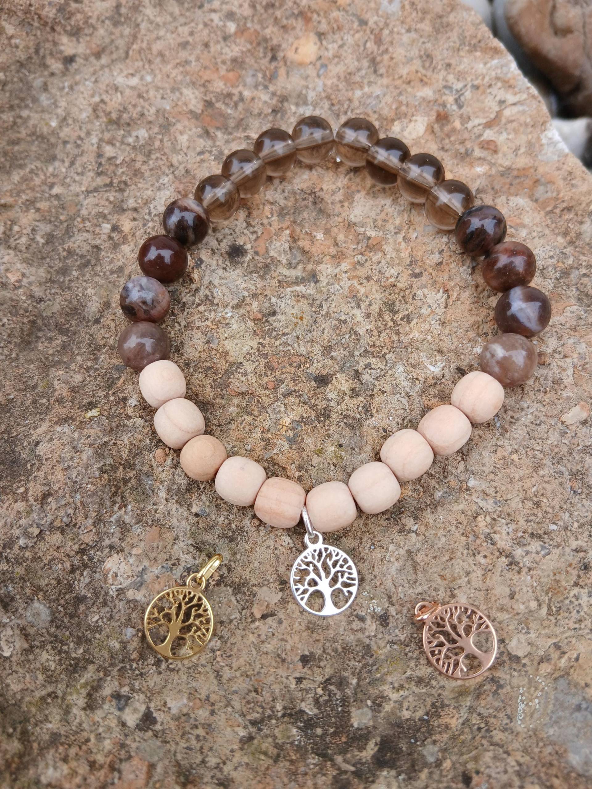 Energiearmband Resilienz Zirbenholz/Verst. Holz/Rauchquarz Energiearmband Resilienz Zirbenholz/Verst. Holz/Rauchquarz von LemanaUnikate