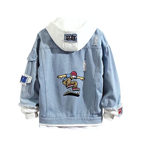 Lemany Skateboarding Jeansjacke Skateboarding Hoodie Sweatshirt Anime Jeansjacke für Männer Frauen von Lemany