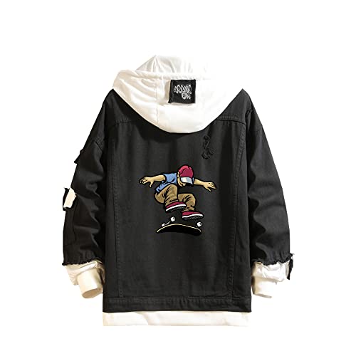 Lemany Skateboarding Jeansjacke Skateboarding Hoodie Sweatshirt Anime Jeansjacke für Männer Frauen von Lemany