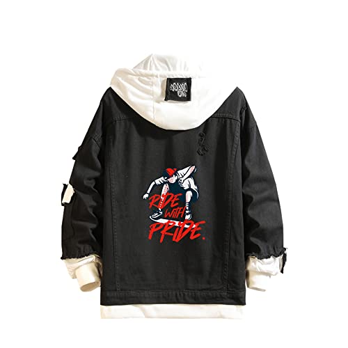 Lemany Skateboarding Jeansjacke Skateboarding Hoodie Sweatshirt Anime Jeansjacke für Männer Frauen von Lemany