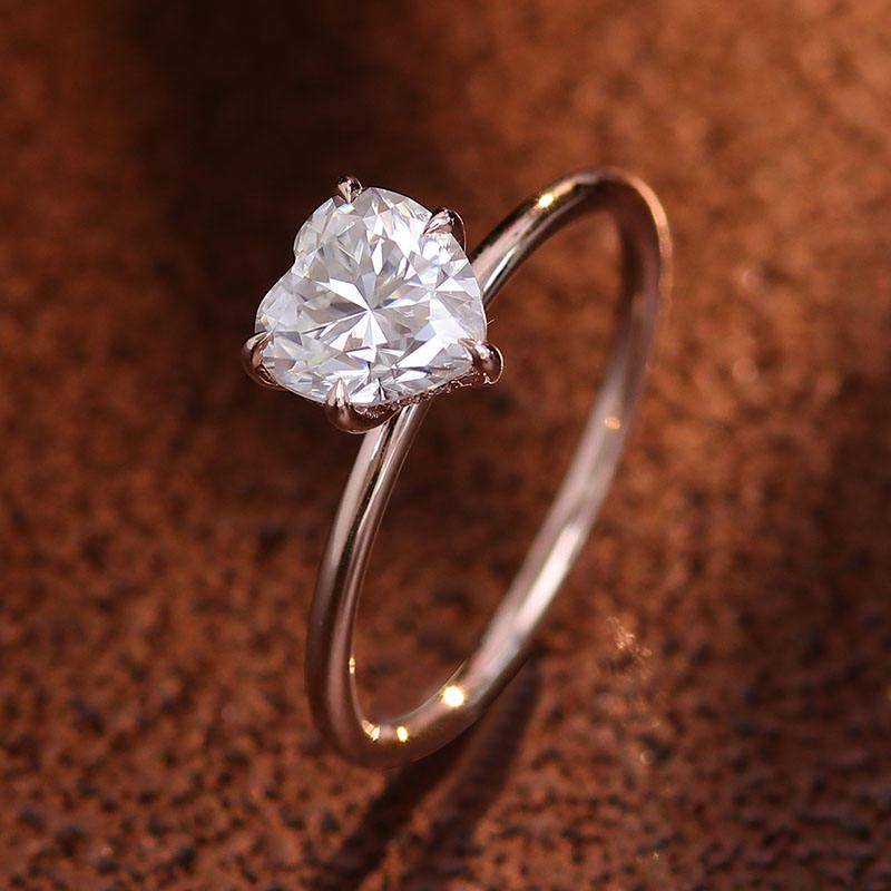 Herz Verlobungsring - 1Ct Stein Moissanit 14K Rose Gold Herz Verlobungsring - 1Ct Stein Moissanit 14K Rose Gold von Lemarjewellers