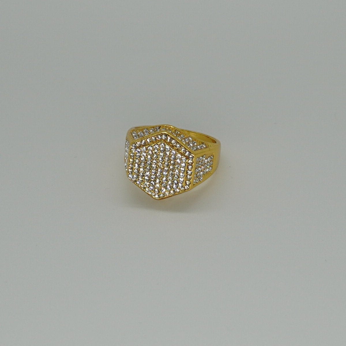 Ring Gold Sechseck Hexagon Iced Out, Glitzernd Glänzend Vergoldet Mit Strasssteinen Ring Gold Sechseck Hexagon Iced Out, Glitzernd Glänzend Vergoldet Mit Strasssteinen von LemasBling