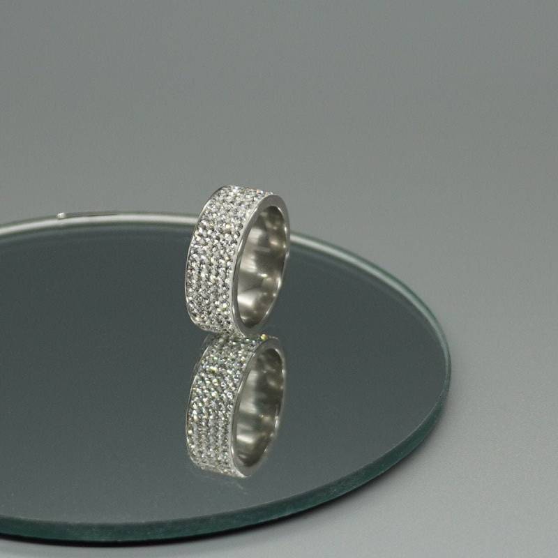 Ring Silber Bandring Allover Muster Iced Out, Damenring, Herrenring, Glänzend Versilberte Metalllegierung Mit Strasssteinen, Hip Hop Ring Silber Bandring Allover Muster Iced Out, Damenring, Herrenring, Glänzend Versilberte Metalllegierung Mit Strasssteinen, Hip Hop von LemasBling