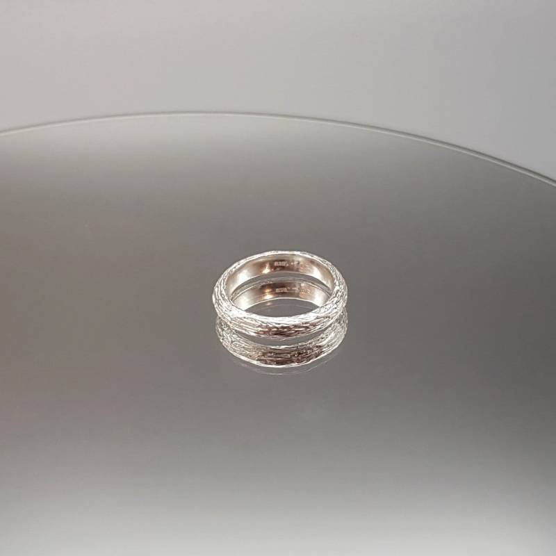 Ring Silber Glänzend Gebürstet Struktur 4 Mm Sterlingsilber von LemasBling