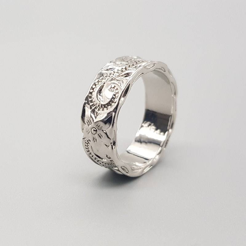 Ring Silber Mit Floralem Muster Allover 925 Auflage, Damenring, Blumenmuster, Außergewöhnlich, Extravagant Massiv Ring Silber Mit Floralem Muster Allover 925 Auflage, Damenring, Blumenmuster, Außergewöhnlich, Extravagant Massiv von LemasBling