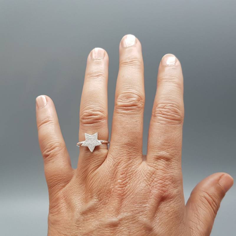 Ring Silber Stern Mattiert Gebürstet Sterlingsilber Ring Silber Stern Mattiert Gebürstet Sterlingsilber von LemasBling