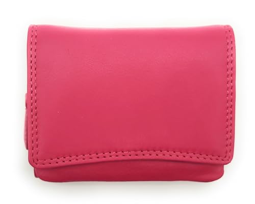 Farbenfrohe Geldbörse Damen klein echt Leder mit RFID Schutz, viele Fächer, Nappaleder (Berry) von Lemasi