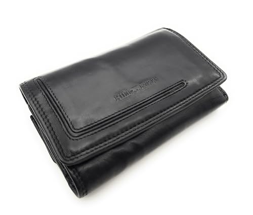 Hill Burry echt Leder Damen Geldbörse Portemonnaie mit RFID Schutz gewaschenes Rindleder (schwarz) von Lemasi