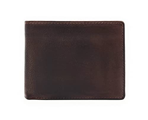 Lemasi echt Leder Hochausleger Geldbörse Portemonnaie Vintage gewachstes Rindleder mit RFID Schutz (Dunkelbraun) von Lemasi