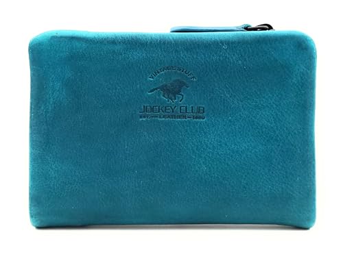Lemasi echt Leder Mini Geldbörse Portemonnaie Vintage gewachstes Rindleder mit RFID Schutz (Petrol) von Lemasi