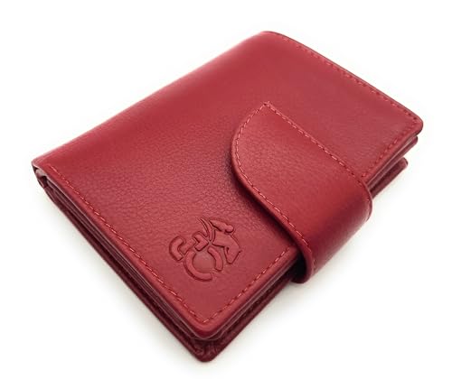 Jockey Club echt Leder Sicherheits-Geldbörse Portemonnaie mit RFID Schutz (Rot) von Lemasi