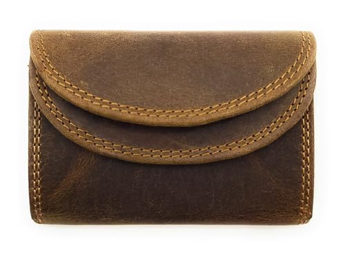 Kleine Wickelbörse aus echtem Leder – Kompakte Geldbörse mit Münzfach, Scheinfach & RFID-Schutz – Minimalistisches Portemonnaie für Damen & Herren (Hunter Braun) von Lemasi