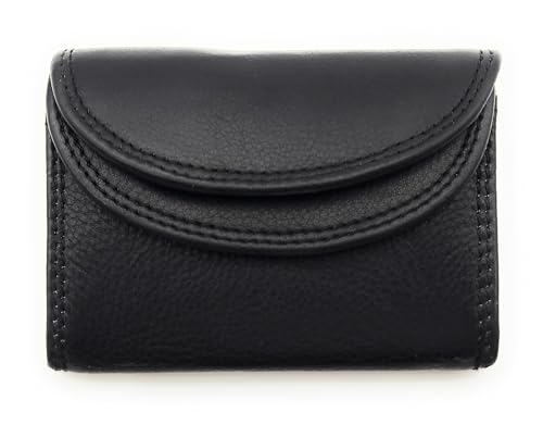 Kleine Wickelbörse aus echtem Leder – Kompakte Geldbörse mit Münzfach, Scheinfach & RFID-Schutz – Minimalistisches Portemonnaie für Damen & Herren (Schwarz) von Lemasi