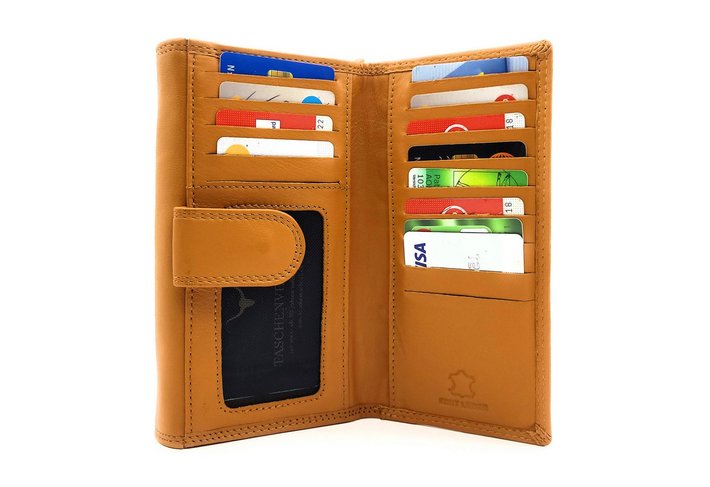 Lemasi Geldbörse XXL Damenbörse aus echtem Nappaleder mit RFID-Schutz, 18 Kartenfächer von Lemasi