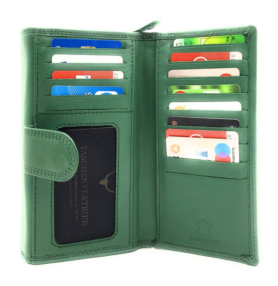 Lemasi Geldbörse XXL Damenbörse aus echtem Nappaleder mit RFID-Schutz, 18 Kartenfächer von Lemasi