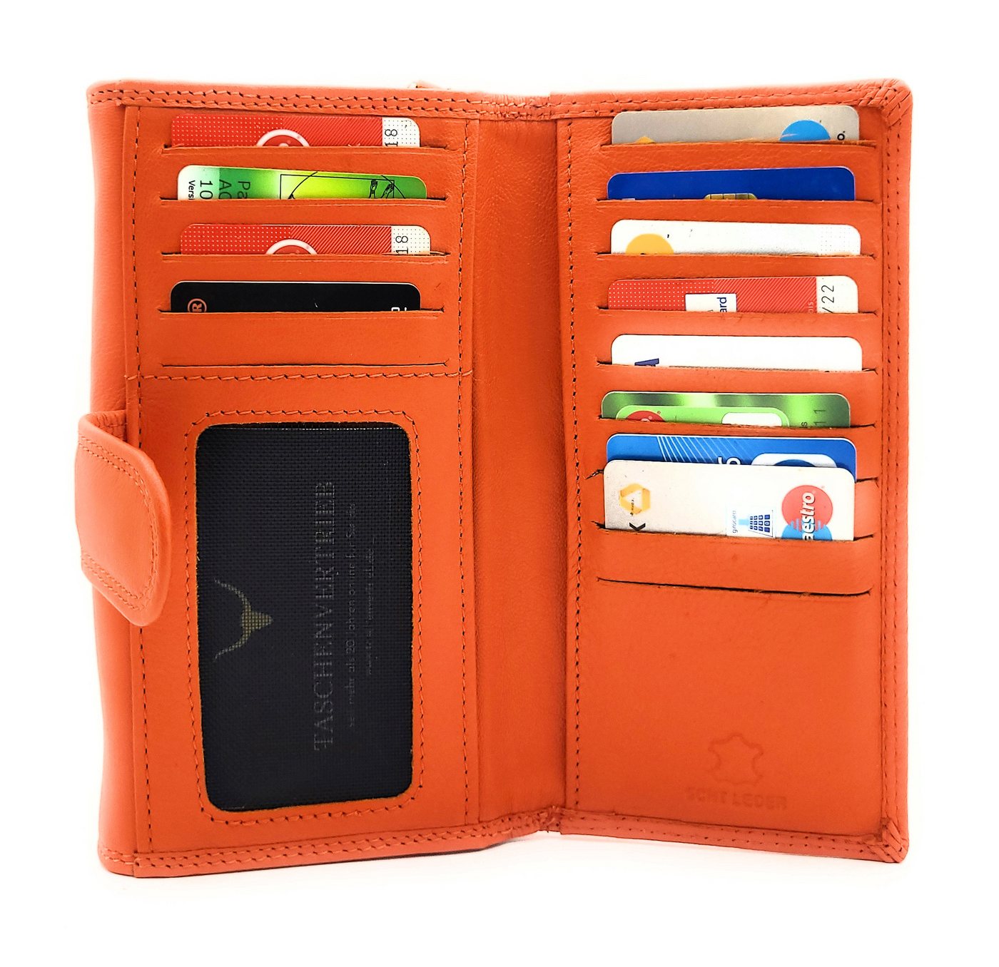 Lemasi Geldbörse XXL Damenbörse aus echtem Nappaleder mit RFID-Schutz, 18 Kartenfächer von Lemasi