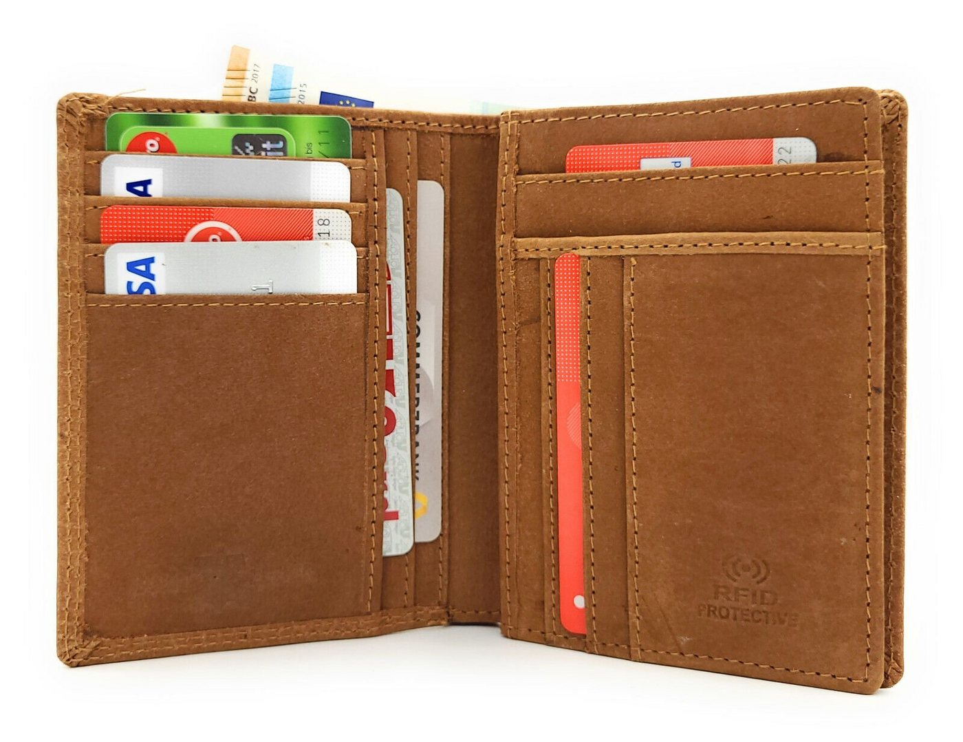 Lemasi Geldbörse echt Leder Portemonnaie mit RFID Schutz, extra flaches Design von Lemasi