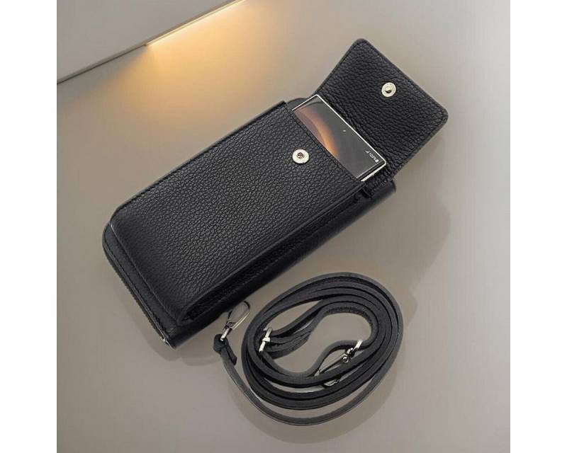 Lemasi Handytasche echt Leder Umhängetasche, Geldbörse made in Italy, Smartphonetasche, mit Kartenfächern, Schultergurt von Lemasi