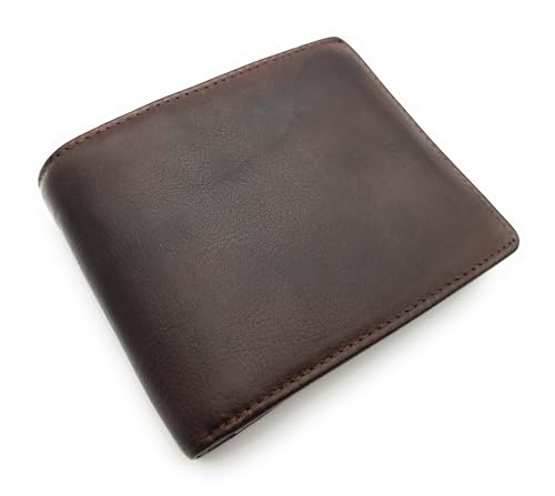 Lemasi Klassische echt Leder Geldbörse Portemonnaie, Querformat mit RFID Schutz, gewachstes Rindleder (braun) von Lemasi