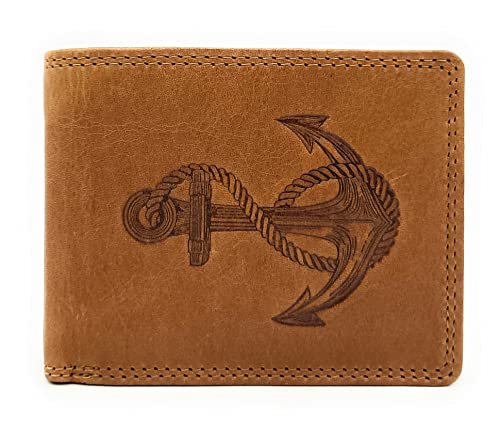 Lemasi Maritime echt Leder Geldbörse Portemonnaie Geldbeutel Anker mit RFID Schutz von Lemasi