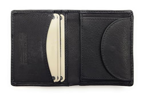 Lemasi Mini Geldbörse aus Nappaleder mit RFID-Schutz – Kompakt, Echtleder, 5 Kartenfächer, Münzfach mit Chipfach, schlanke Herren & Damenbörse von Lemasi