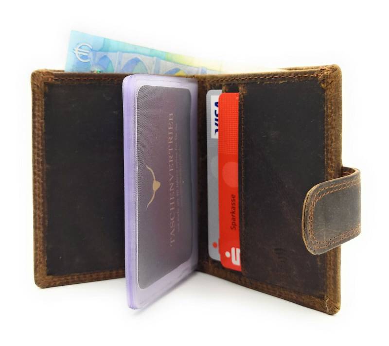 Lemasi Mini Geldbörse kleines echt Leder Portemonnaie mit RFID Schutz, auch als Kreditkartenetui oder Visitenkartenetui verwendbar von Lemasi