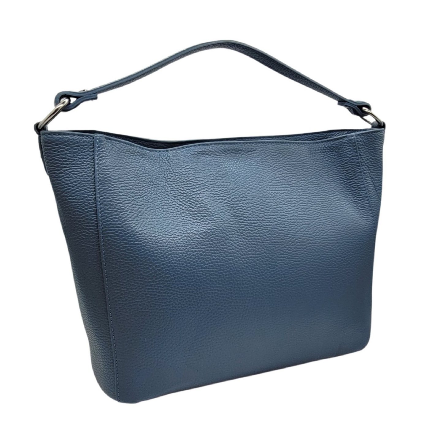 Lemasi Schultertasche Damen-Handtasche aus Echtleder in Blau-Grau, Made in Italy von Lemasi