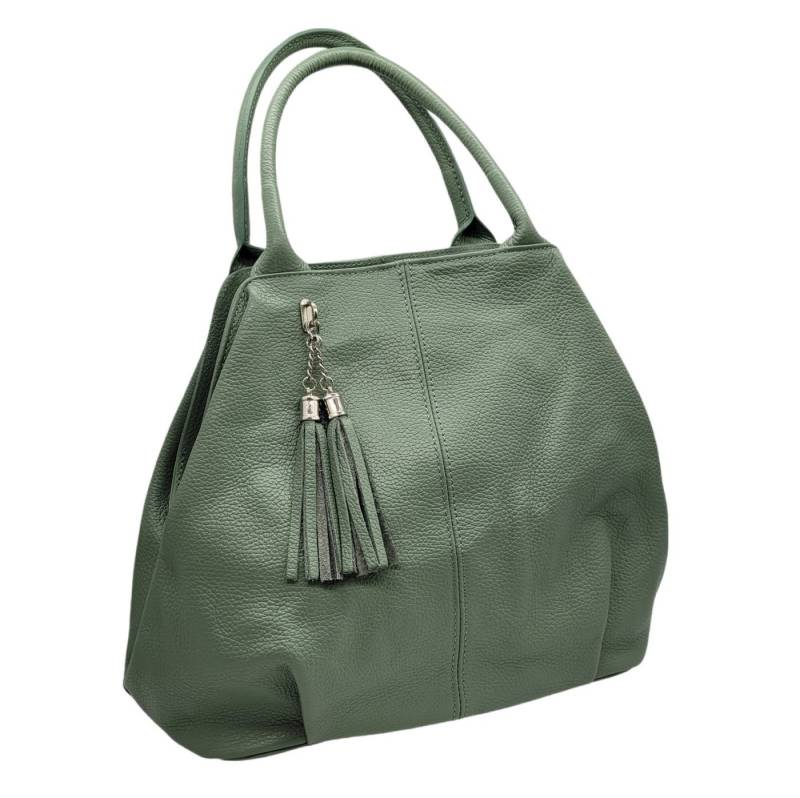 Lemasi Schultertasche Handtasche aus echtem Leder, grün, Made in Italy, mit Schultergurt von Lemasi