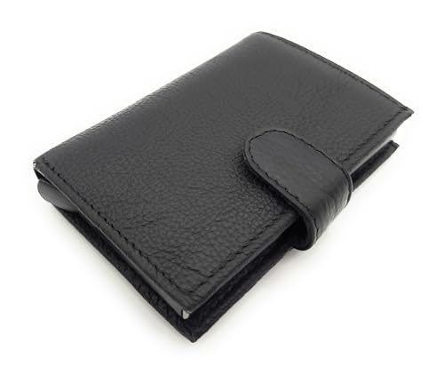 Lemasi Smart Wallet RFID – echt Leder Kartenhalter Geldbörse mit Hebelmechanik, Münzfach & Scheinfach (schwarz) von Lemasi