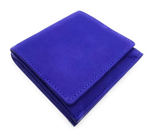 Lemasi Unisex Geldbörse Echtleder mit RFID Schutz | Wiener Schachtel Münzfach | weiches Softrindleder | Handarbeit | Portemonnaie kompakt 100x95x25mm | Fach für Einkaufswagenchip (Royalblau) von Lemasi