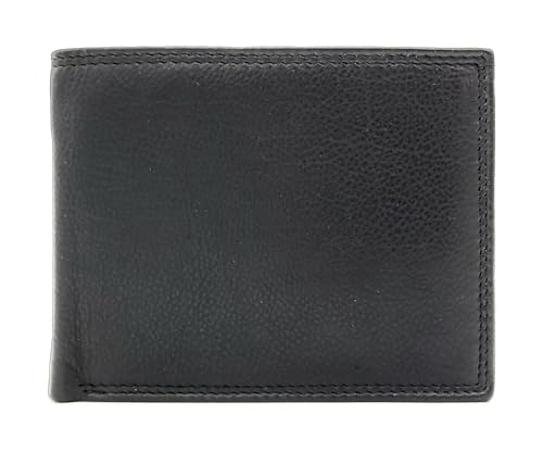 Lemasi echt Leder Geldbörse Portemonnaie Geldbeutel mit RFID Schutz Rindleder, Innenriegel, schwarz von Lemasi