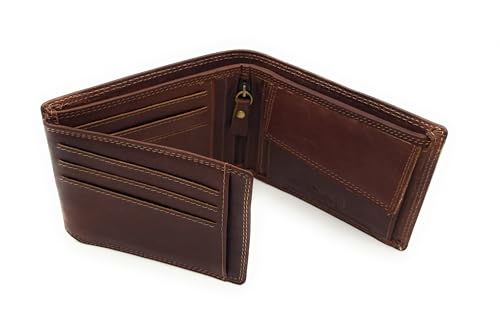 Lemasi echt Leder Geldbörse für Männer, mit RFID Schutz, dunkel-braun, Hunterleder von Lemasi