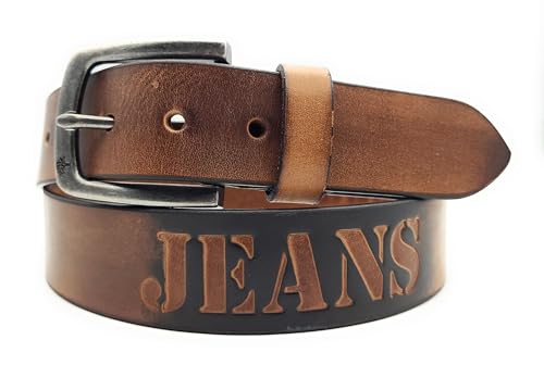 Lemasi echt Leder Herren Gürtel Ledergürtel Büffelleder Jeansgürtel braun (95) von Lemasi