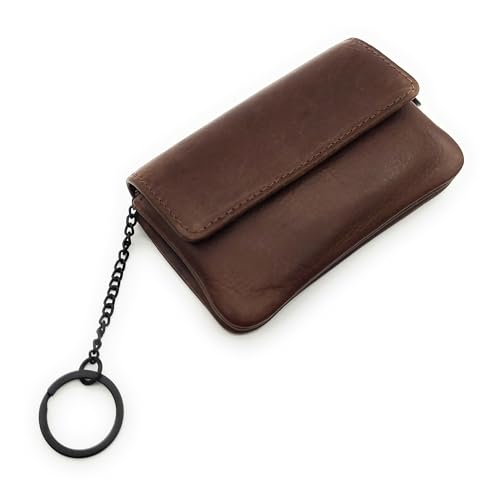 echt Leder Micro Geldbörse Schlüsseletui gewachstes Rindleder (braun) von Lemasi